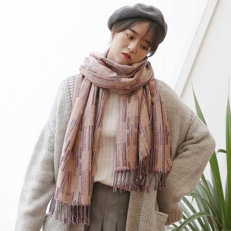 2018 New Autumn Winter Fashion Geometric Tassel Scarf Women's Warm Cashmere-like Long-style Jacquard Pashmina Scarves WJ2006 |