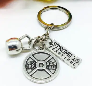Винтажный серебряный 45lbs вес штанга фитнес-гири брелок подарки подходит для