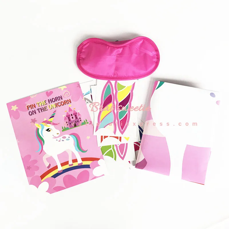 pink unicorn game Булавка рог на Единороге Вечерние игры единорога декорации с днем рождения детей день детей предметы для вечеринки, сувениры - Цвет: pink unicorn game