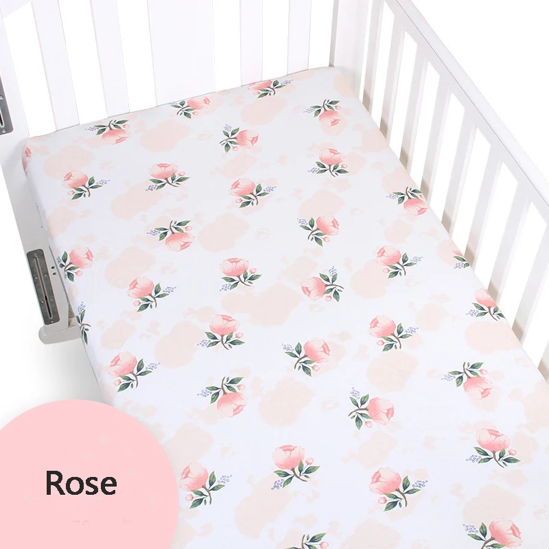 Rose Детские простыни из чистого хлопка с милым Фламинго Матрасы для детской кроватки мягкое дышащее детское постельное белье наматрасник для младенцев простыня 1 шт - Цвет: Rose