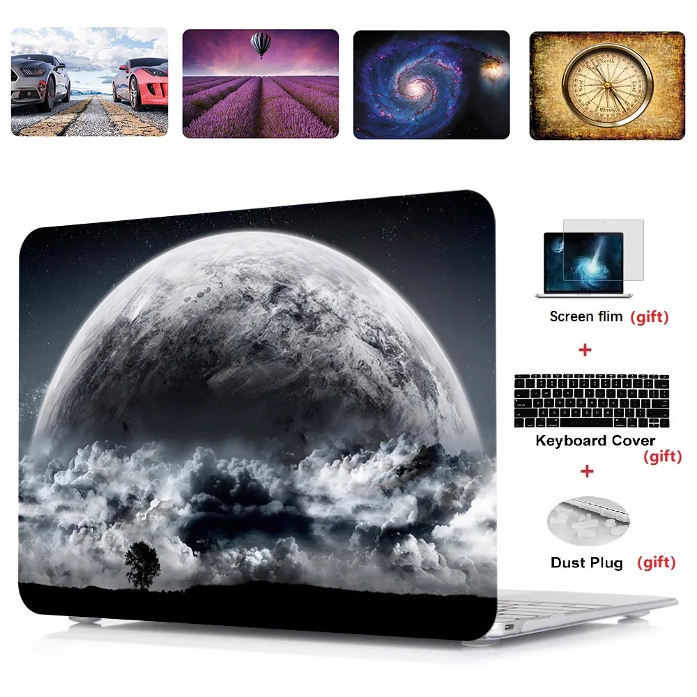 4 в 1 жесткий чехол для ноутбука с принтом + клавиатуры экранная пленка Apple Macbook Air Pro