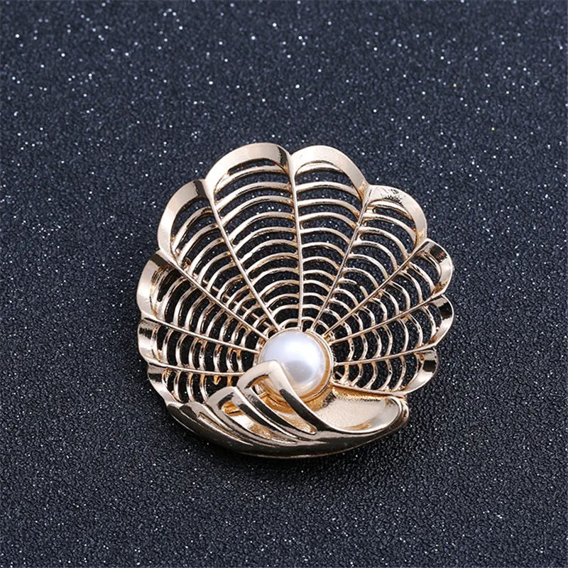 Free shipping Couple Accessories Golden shell modeling Imitation pearl for decoration brooch pins fashion girl woman jewelry | Украшения и