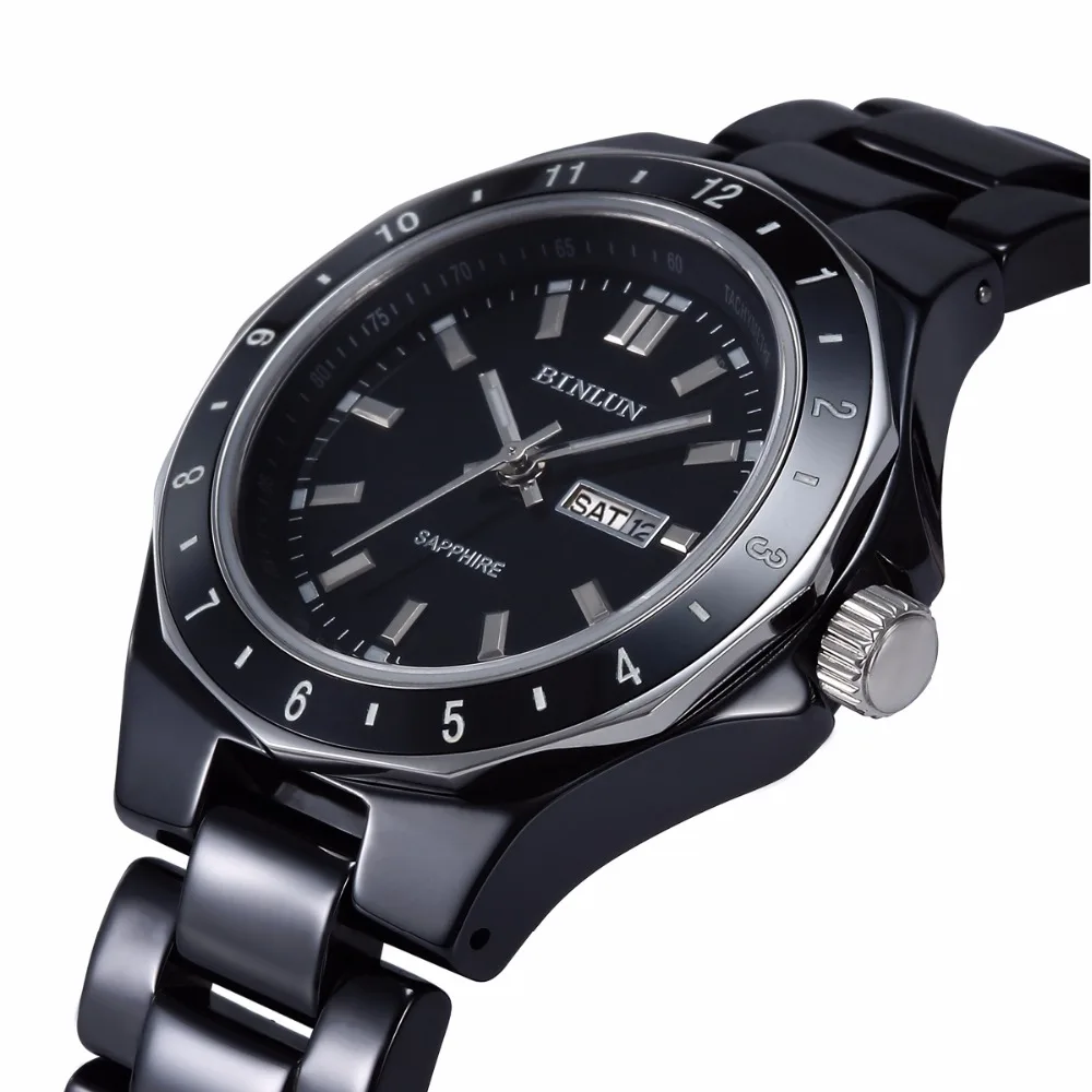 BINLUN модные керамические парные кварцевые часы классический циферблат