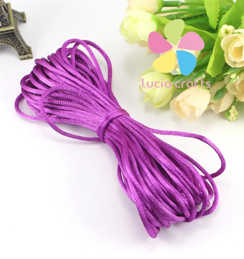 Color 8 Purple Lucia crafts 10 лет/Лот, 2 мм, мягкий сатиновый шнур, шелковый шнур макраме, нейлоновая веревка, аксессуары для рукоделия, W0402 - Цвет: Color 8 Purple