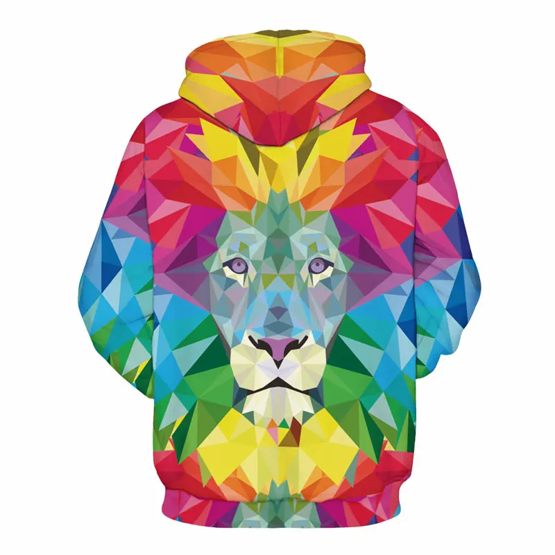 Nice Stylish Sweatshirts Men/Women 3d Sweatshirt Print Watercolor Colorful Blocks Lion Thin Hooded Hoodies Tops | Мужская одежда