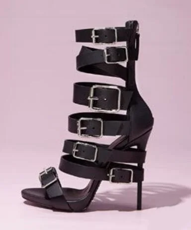 Сандалии женские на тонком каблуке босоножки с ремешками и пряжкой открытый