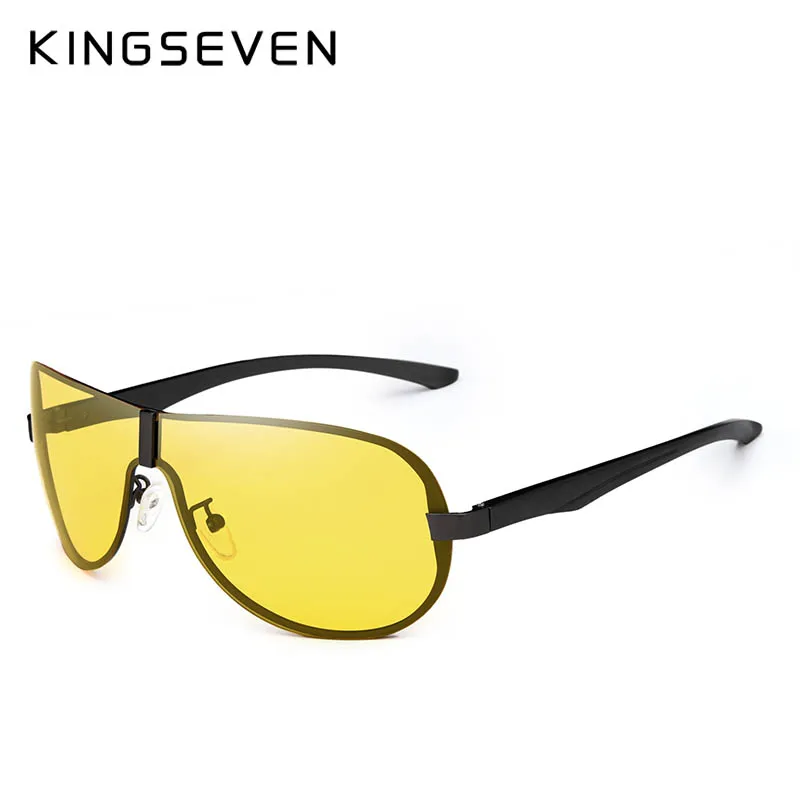 C01 BLACK YELLOW KINGSEVEN HD очки ночного видения Поляризованные мужские классические алюминиево-магниевые желтые линзы солнцезащитные очки для вождения безопасные Gafas De Sol - Цвет линз: C01 BLACK YELLOW