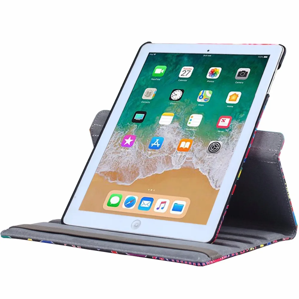 360 градусов вращающийся кожаный умный чехол для Apple iPad Air 1 2 5 6 Новый 9 7 2017 2018 A1822 A1823