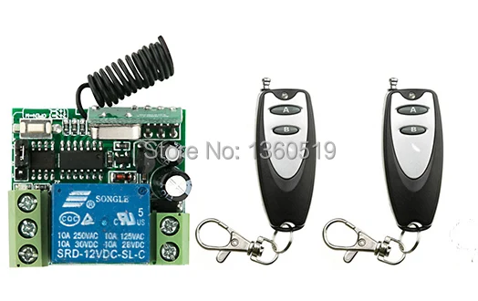 Новый дверца Управление Системы DC12V 1ch удаленного коммутатора приемник 2 передатчика 315 мГц обучения товара с фиксацией на B off LED