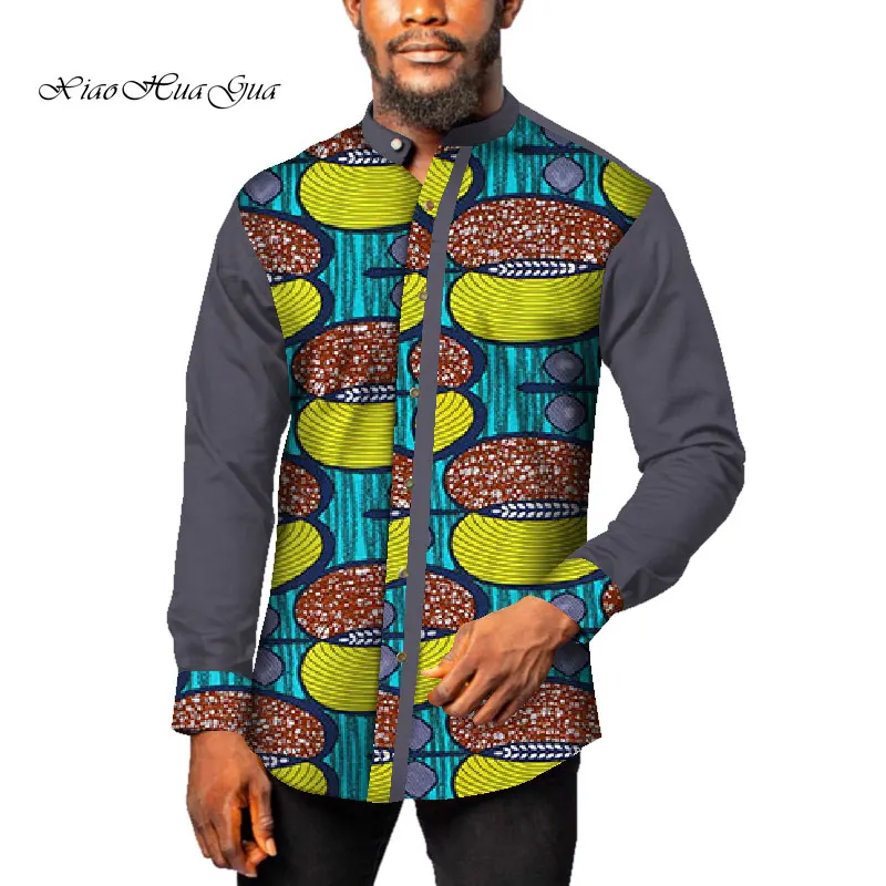 Dashiki Мужская ручная работа традиционный базин богатые топы Повседневная рубашка