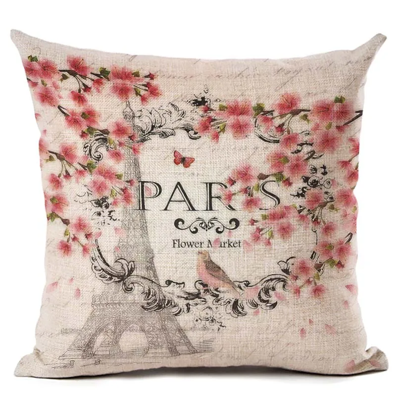 Диванная подушка с принтом Эйфелевой башни хлопковое постельное бельё