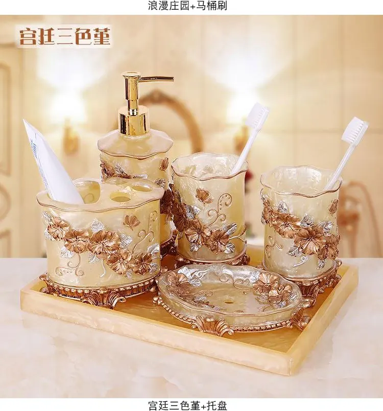 

Свадебное украшение, Новая полимерная ванная комната, костюм для мытья из пяти частей, туалет, бытовые предметы для ванной и свадебные подар...