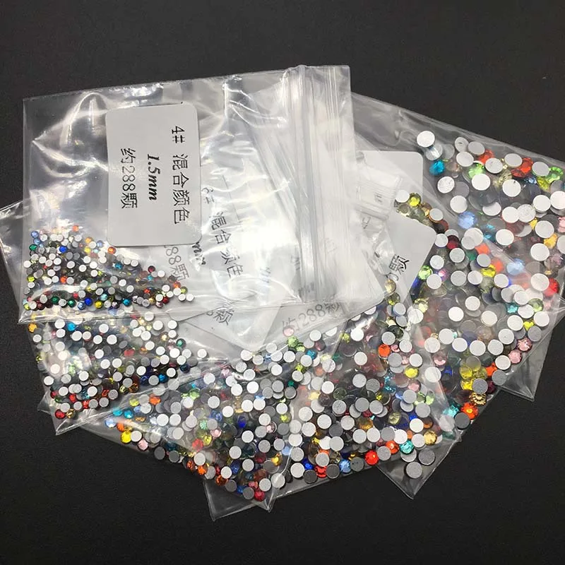 Mix color 1440 шт/партия, 39 цветов, 6 размеров, круглые кристаллы и камни, не горячей фиксации, плоские стразы для дизайна ногтей, хрустальное украшение - Цвет: Mix color