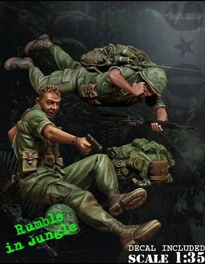 1/35 масштаб США Вьетнамская война джунгли Плавник 2 человека миниатюры Смола