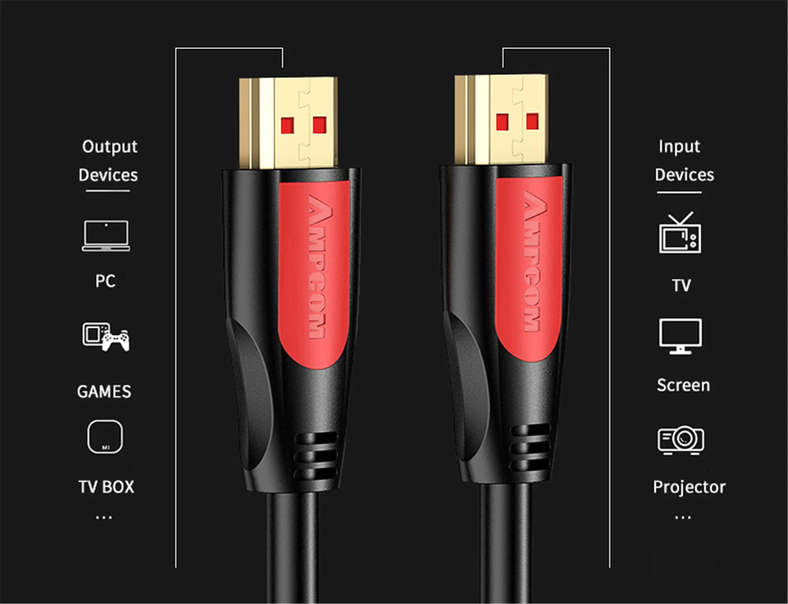 AMPCOM HDMI кабель HDMI в HDMI 2,0 Ultra HD 4 K-60Hz 3D 1080P HDR 4:4:4 ARC Ethernet шнур совместим с HDMI 2.0a 2.0b, 2,0