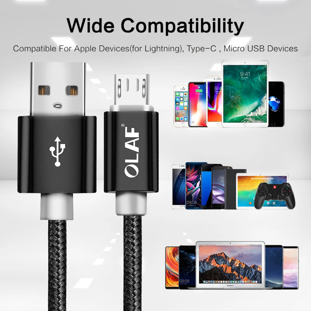 Кабель Micro USB OLAF 5 В 2 1 А кабель usb для быстрой зарядки Samsung S7 Xiaomi Huawei мобильных
