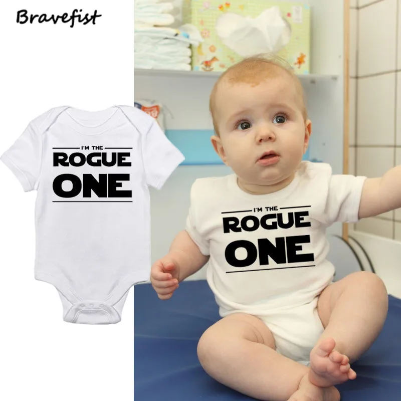 Short Sleeve Baby Girls Boys Bodysuits Polyester White Cotton Infant Jumpsuits Baby Onesie 0-24Months I'AM THE ROGUE ONE Print