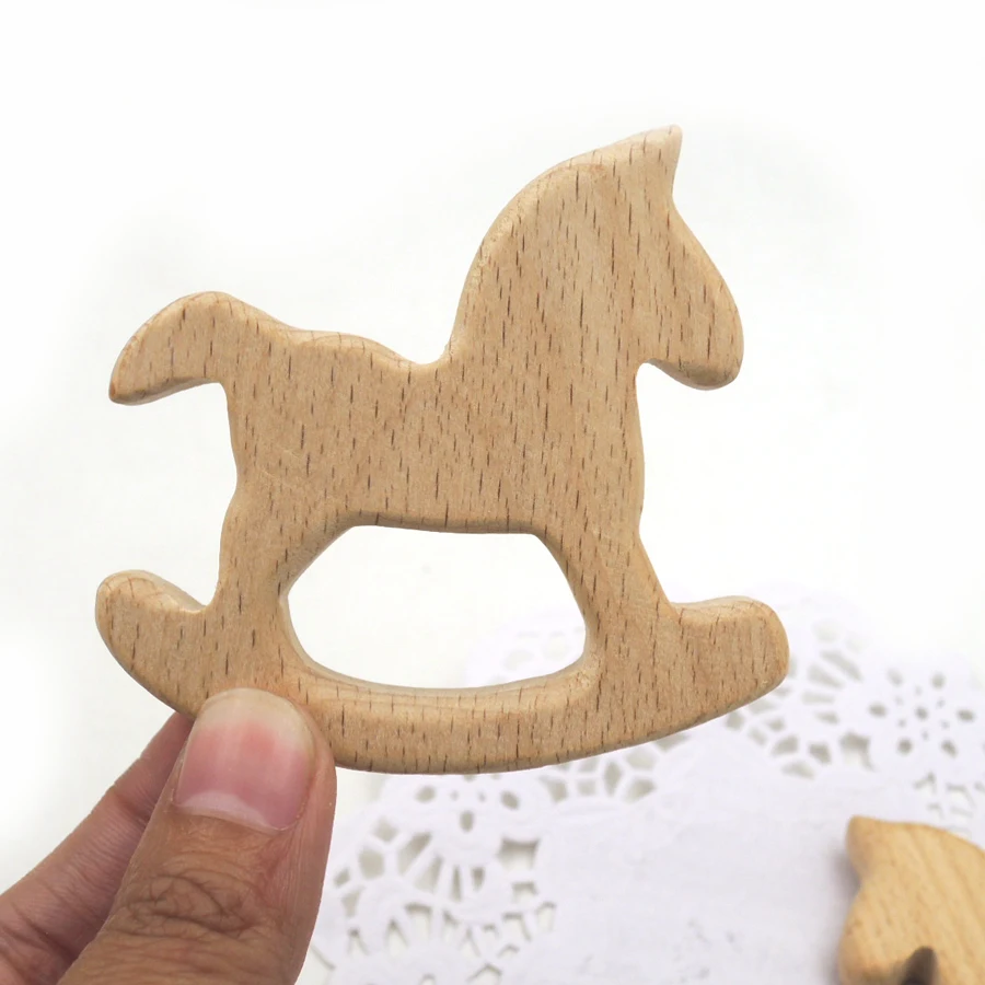 20 шт. деревянные Прорезыватели для зубов в форме лошади|ring teether|wooden ring teetherteether |