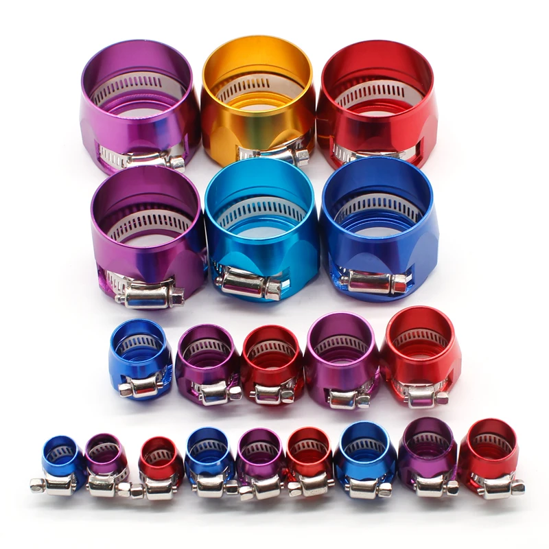 Car Accessories Oil Fuel Hose Clamp Hex Finishers Aluminum Hose End Fitting Oil Water Pipe Adapter AN4 AN6 AN8