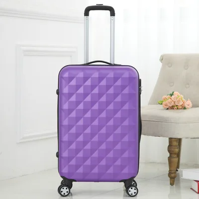 Purple Чехол для костюма с алмазным зерном, чехол на колесиках ABS, универсальный чемодан на колесиках 2" /28", 20 дюймов для мужчин и женщин, Модный Дорожный чемодан - Цвет: Purple