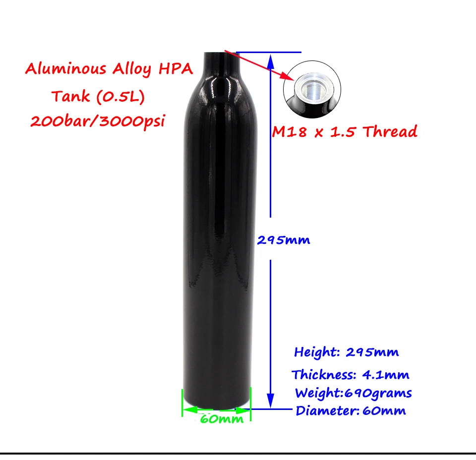 0.5l PCP Пейнтбол высокого давления Воздушный бак 3000psi регулятор 4500psi