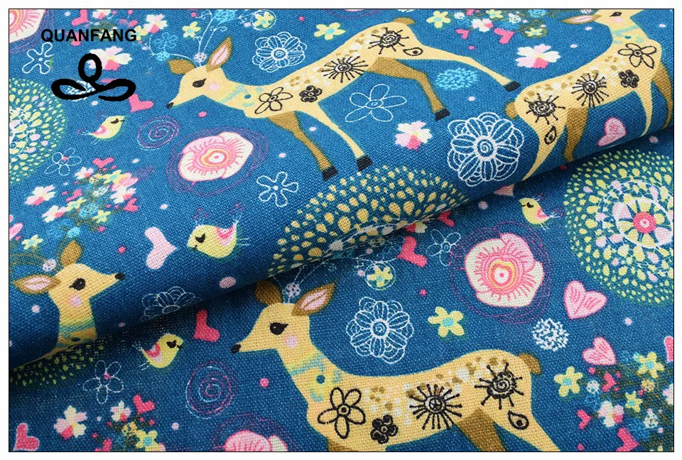 QUANFANG хлопок и лен с принтом ткань для лоскутное шитье DIY шитье диван скатерти мебельный чехол тканевый материал метр