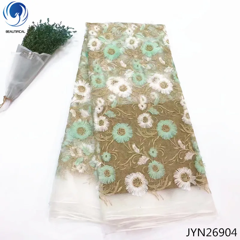 BEAUTIFICAL 3d lace fabrics 5 yards african net fabric with embroidery nigerian french high quality JYN269 | Дом и сад