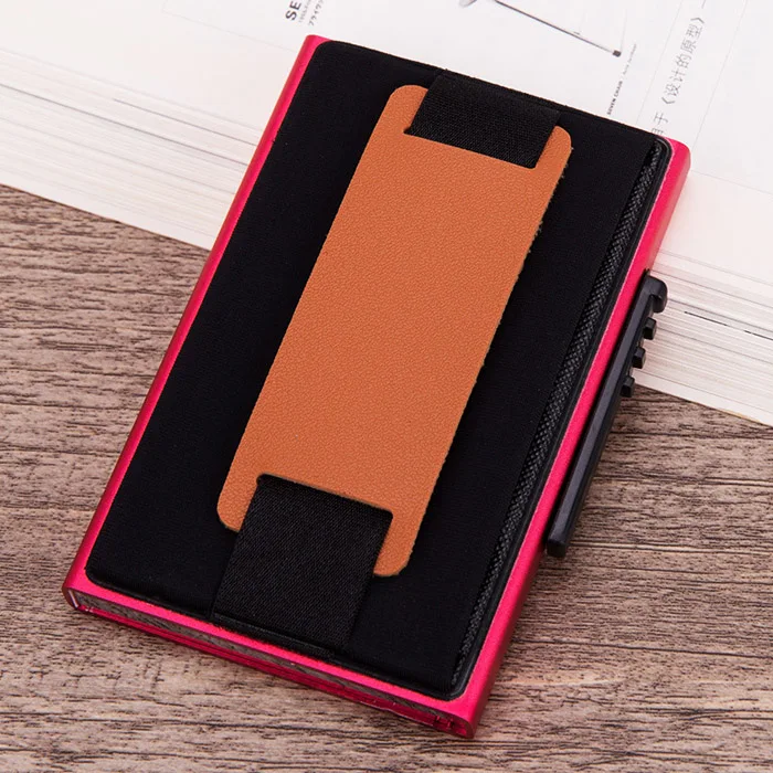 Горячая с защитой от RFID, для карт держатель Бизнес ID карты чехлы для мужчин липкая наклейка задняя крышка Алюминиевый мужской карт-Холдер, кошелек - Цвет: red