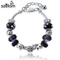 low 2019 fashion silver charm bracelets for women bracelet with crystal beads pulseiras vintage jewellery sbr150021