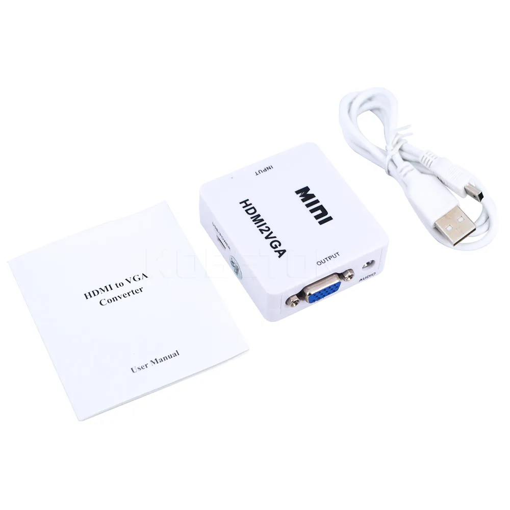 Преобразователь kebidumei Mini HDMI-VGA с аудио HDMI2VGA 1080P переходник для ПК ноутбука