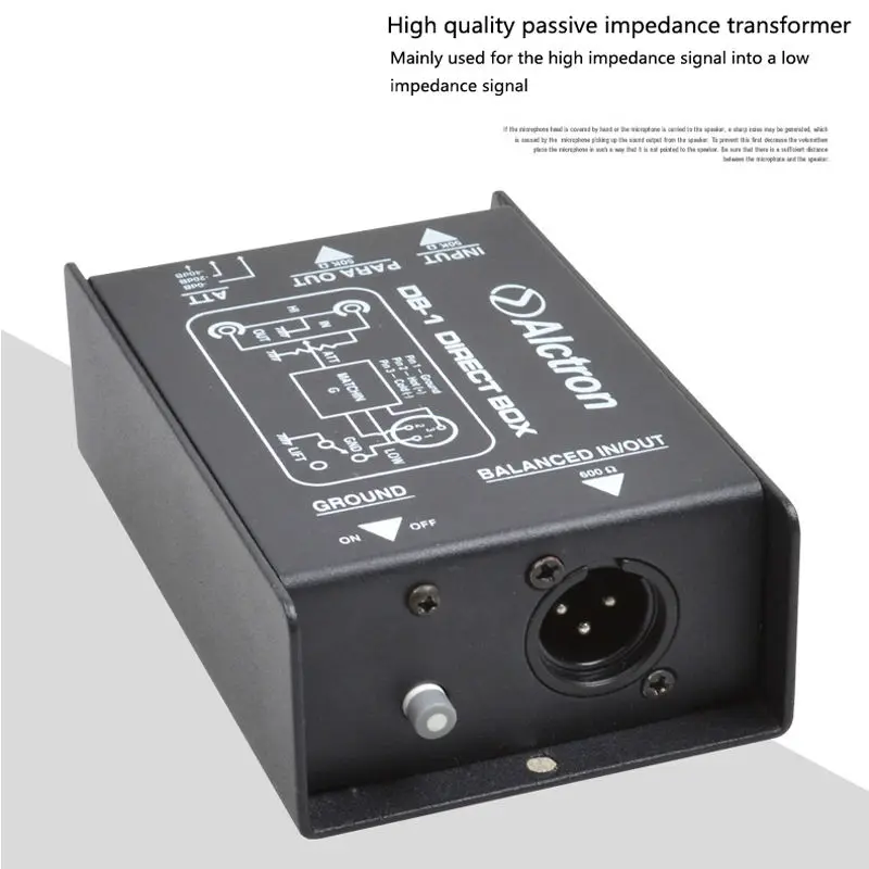 Alctron DB-1 DI Прямая Коробка Новое поступление, пассивная стерео DI прямая коробка-1 канал профессиональные ди-боксы