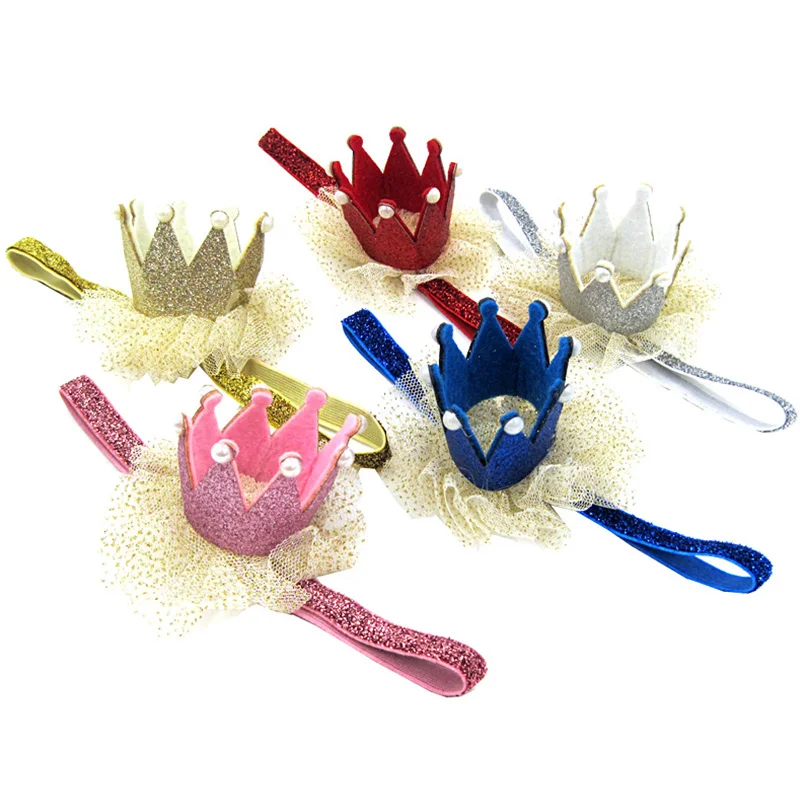 Cute Crown Baby Headbands Shiny Pearl girls hair accessories Princess Style turban Tiara Ornament Headwarer | Детская одежда и