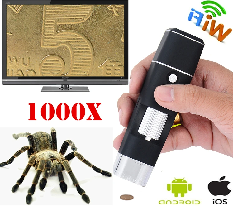 Wifi Лупа WIFI микроскоп для Apple IOS/Android системы USB цифровой Эндоскоп с подставкой