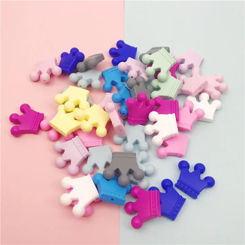 

50pcs Lovely BPA Free Colorful Cartoon Crown Silicone Pendant DIY Materials Jewelry Necklace Accessories Baby Teether