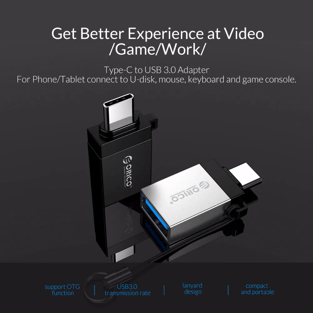 ORICO адаптер типа OTG C(M)-USB 3,0(F) Конвертор USB3.0 5 Гбит/с Скорость передачи данных анти-потерянный ремешок дизайн для телефонов и планшетов
