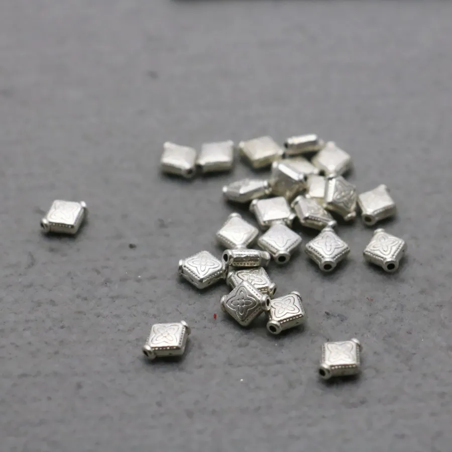 10PCS Rhombus Alloy separate beads Jewelry Making DIY Findings components Silver-plate Hardware Metal Fittings Accessory 9*10mm | Украшения
