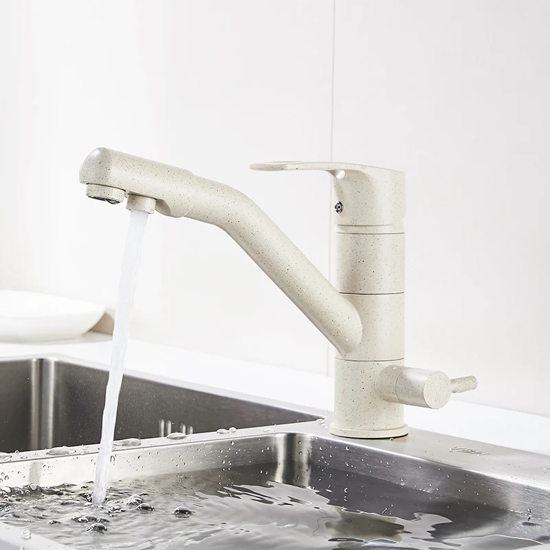 Fapully Kitchen Faucet Brass Sink Mixer Khaki Color Drink Water Tap 360 Degree Rotation Drinking Filter 623-33YM | Обустройство дома