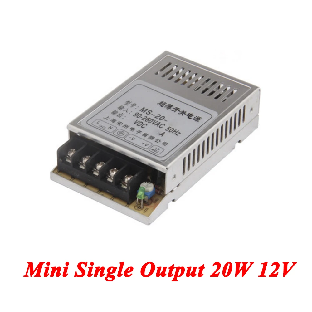 MS 20 12 Mini DC импульсный источник питания 20W 12V 1.6A одиночный выход для светодиодной