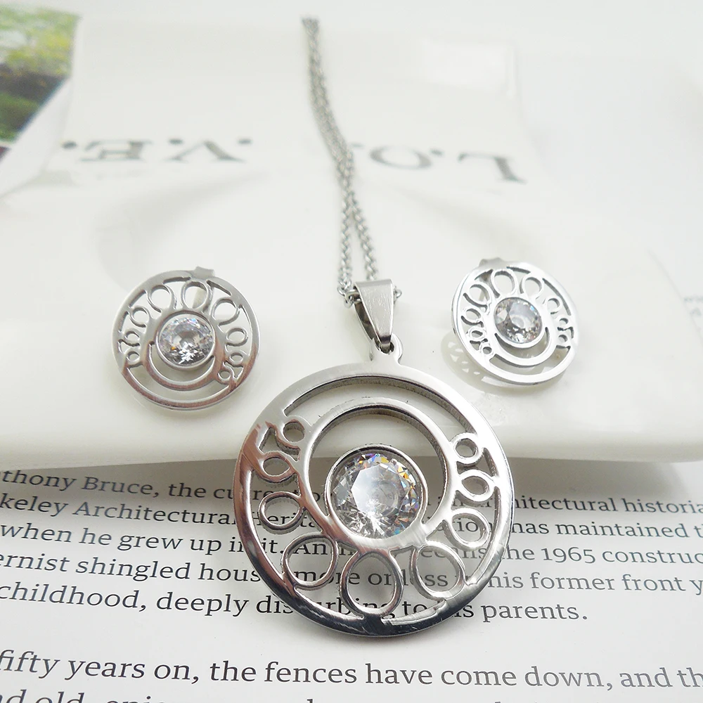 Набор украшений из нержавеющей стали 316L для свадебной вечеринки кулон и ожерелье