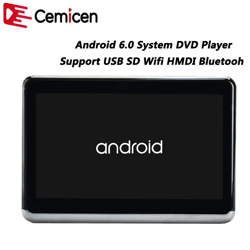 Cemicen 10 1 дюймов Android 6 0 Автомобильный Подголовник DVD монитор плеер HD 1080P видео