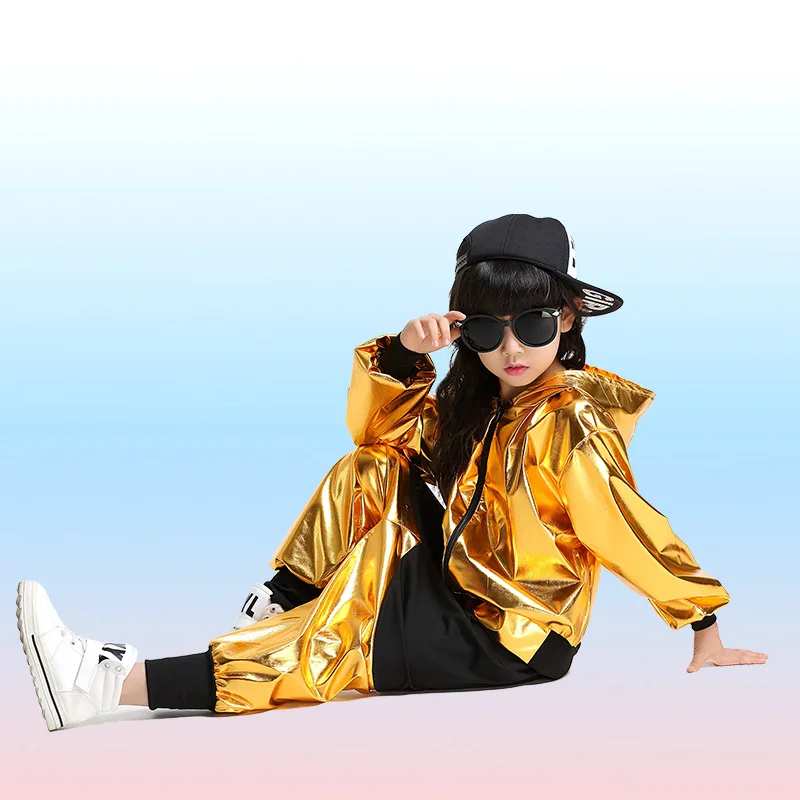 Детская одежда для джазовых танцев танцевальный костюм из искусственной кожи