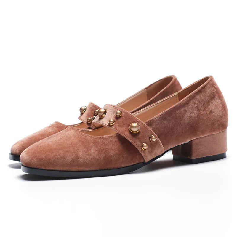 Мягкие фланелевые бархатные балетки женские лоферы в стиле ретро с квадратным