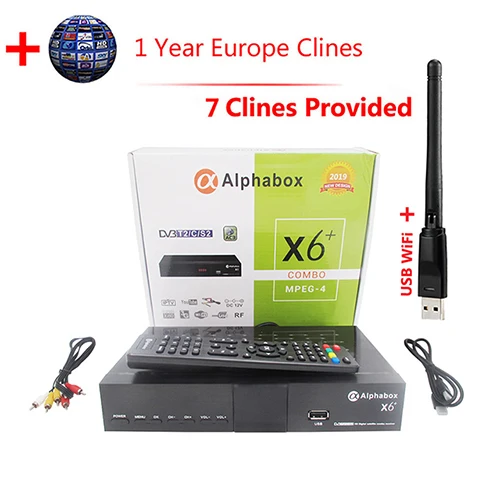 Alphabox X6+ комбинированный DVB-S2/T2/C спутниковый ТВ приемник Поддержка Cccam Newcamd Mgcamd Powervu Ключ ТВ Тернер USB Wifi alphabox x6 - Цвет: add  Wifi   7Clines