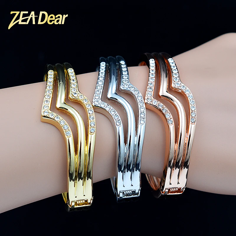 

ZEA Dear Jewelry Trendy Jewelry Round Bangle Sets For Women Cubic Zirconia Bracelet For Wedding Gift Water Drop Jewelry Findings