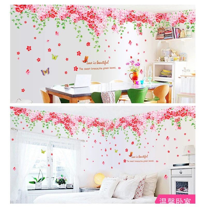 Романтическая Настенная Наклейка на стену с изображением дерева бабочки цветов