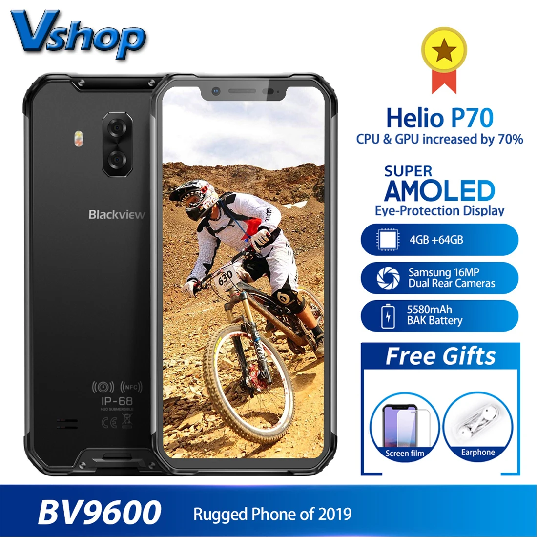 Blackview BV9600 водонепроницаемый смартфон Android 9 0 4 Гб ОЗУ 64 ПЗУ экран 6 21