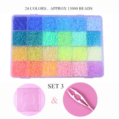 2.6 MM SET3 13000 шт. 2,6 мм Perler Beads Обучающие игрушки 24 цвета/коробка бусины Хама 3D Пазлы игрушка для головоломка для детей игрушки Brinquedo - Цвет: 2.6 MM SET3