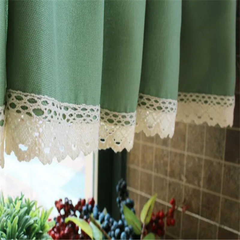 Free Shipping Quality Pastoral Green Curtain Lovely Lace Coffee Drapes Kitchen Closet Short Small Blinds Home Winder Decora | Дом и сад