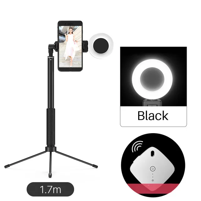 1.7M Black 360 Вращение Bluetooth селфи палка выдвижной монопод со встроенным Bluetooth пультом дистанционного управления для iPhone X/8 P Galaxy YS8 Xiaomi - Цвет: 1.7M Black