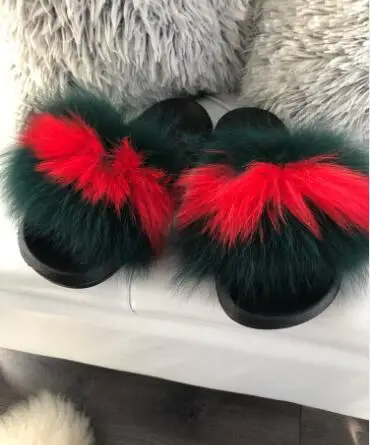 COOLSA/женские шлепанцы с натуральным лисьим мехом; модные женские шлепанцы; сезон весна-осень; обувь с пушистым мехом; женские сандалии; Домашние вьетнамки